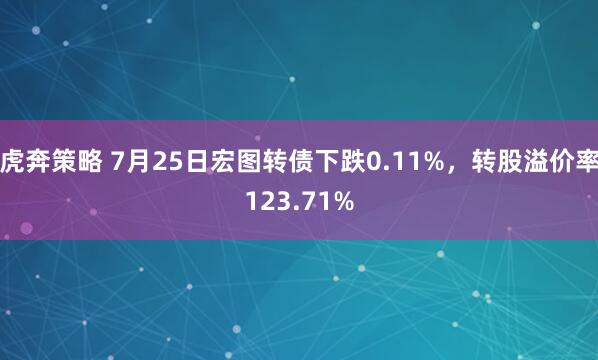 虎奔策略 7月25日宏图转债下跌0.11%，转股溢价率123.71%